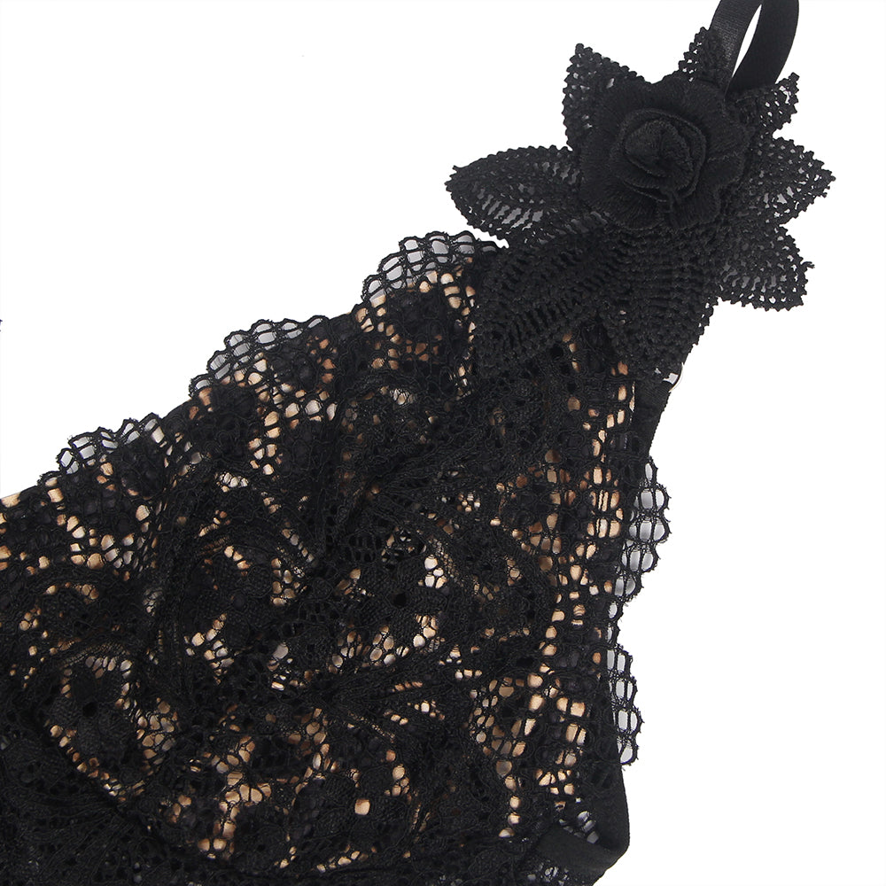 Loveangels V Neck Leopard Print Babydoll with Lace Bust details