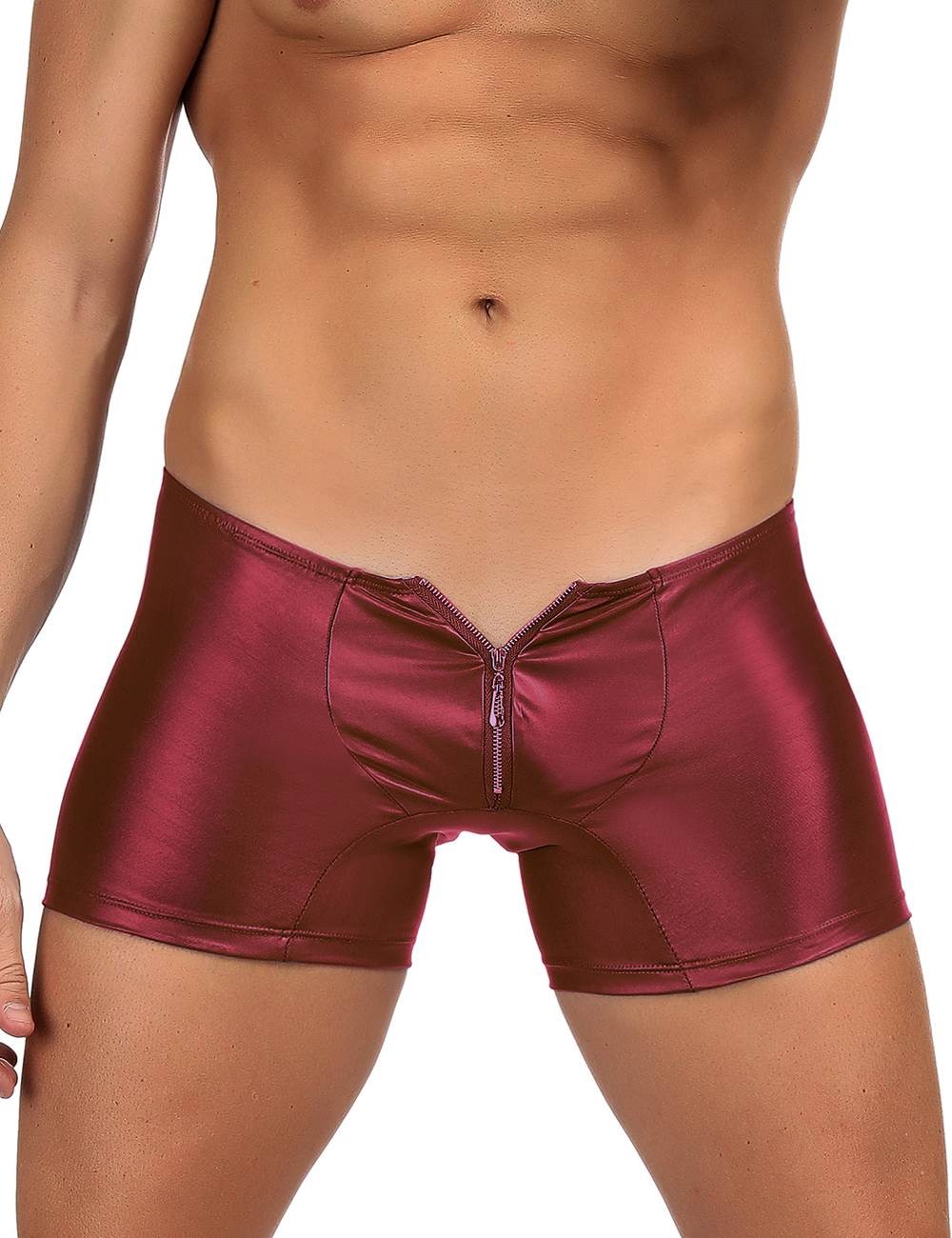 Loveangels Wet Look Pants with Zip Detailburgundy front
