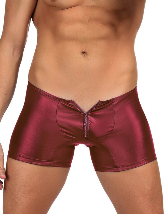 Loveangels Wet Look Pants with Zip Detailburgundy front