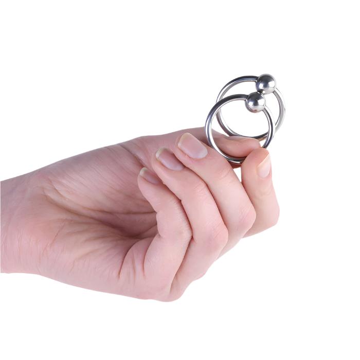 Metal Hard Double Glans Ring 30mm in hand