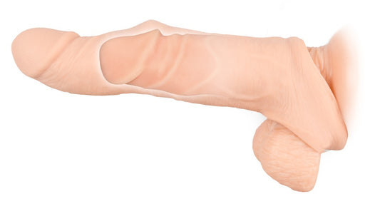 Nature Skin Penis Sleeve with Extension on dildo