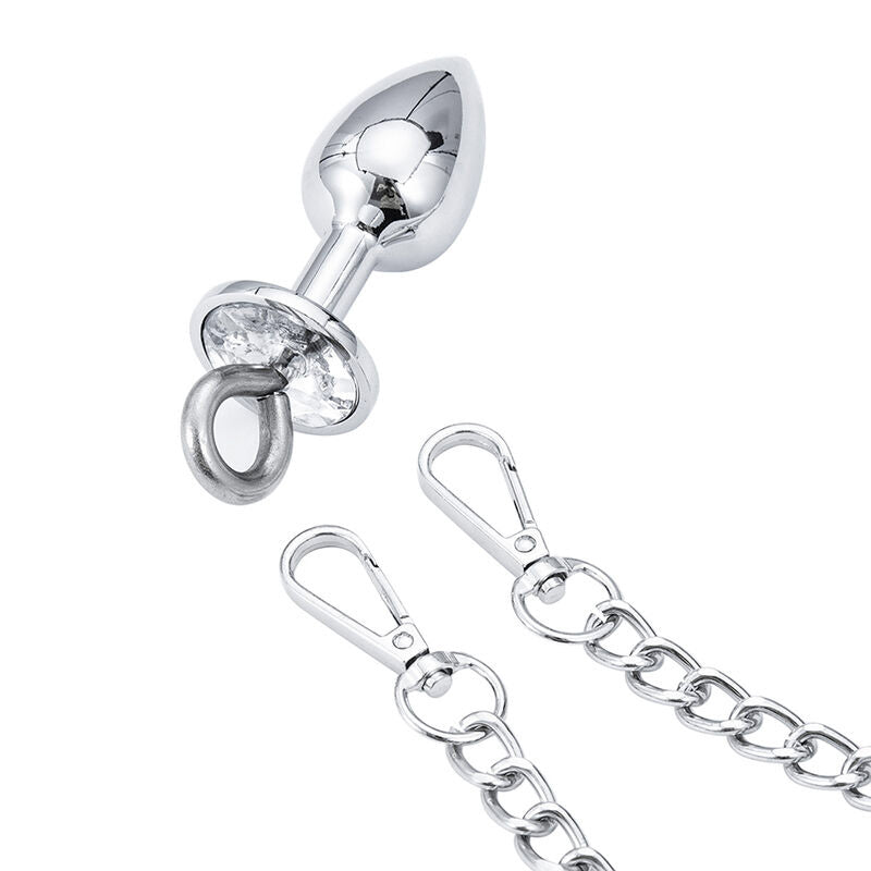 OHMAMA Hand Cuffs With Chain And Anal Plug connectors