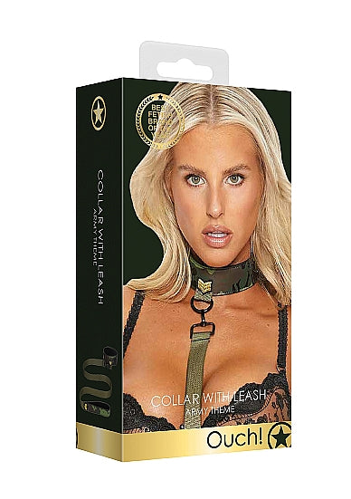 Ouch! Army Theme Collar with Leash box