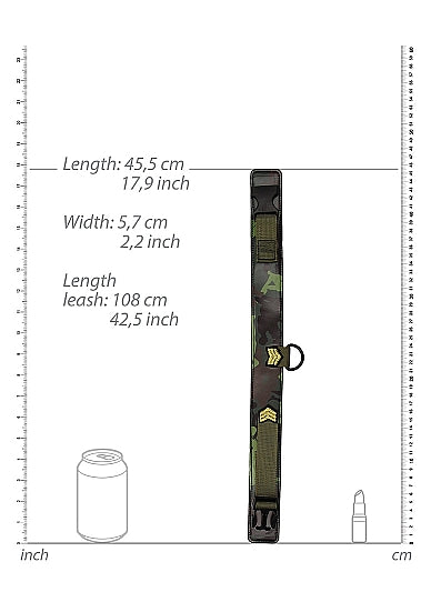 Ouch! Army Theme Collar with Leash size