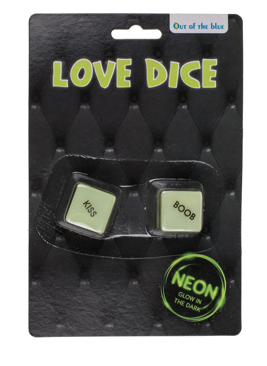 Out Of The Blue - Glow in the Dark Neon Love Dice packaging