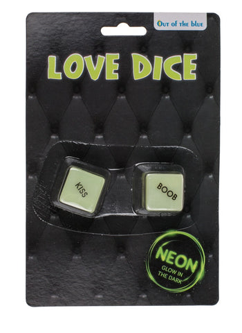 Out Of The Blue - Glow in the Dark Neon Love Dice packaging