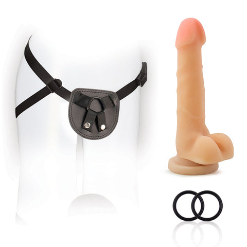 Sx For You Harness Kit With 7 Inch Cock with rings