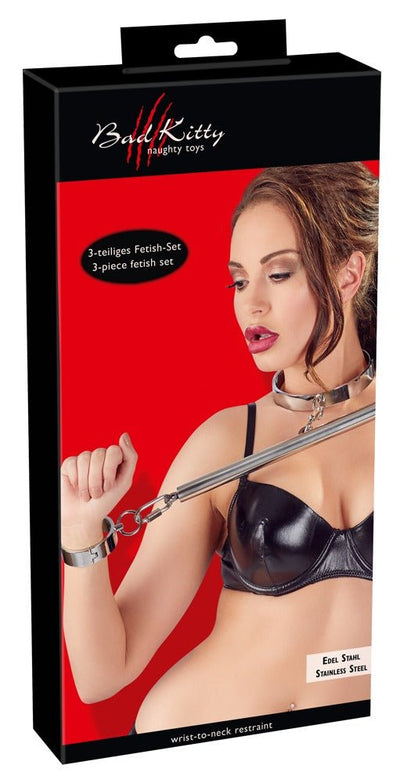 Bad Kitty Stainless Steel Wrist to Neck Restraint - Loveangels