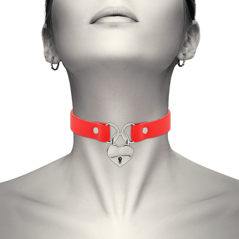 Coquette Hand Crafted Choker Keys Heart - Red - Loveangels