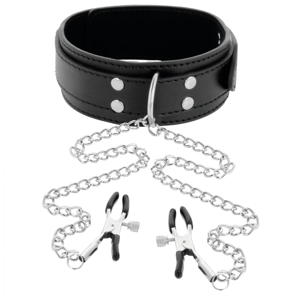 Darkness Collar With Nipple Clamps