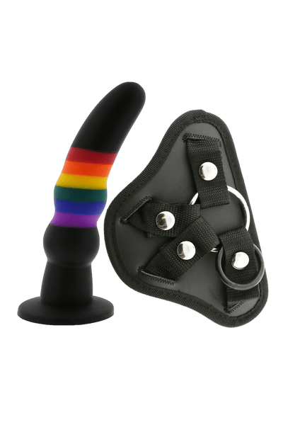Dream Toys Colourful Love Harness With 18cm Solid Strap On Dildo - Loveangels