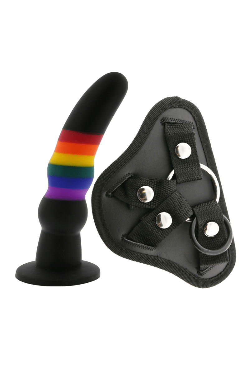Dream Toys Colourful Love Harness With 18cm Solid Strap On Dildo - Loveangels