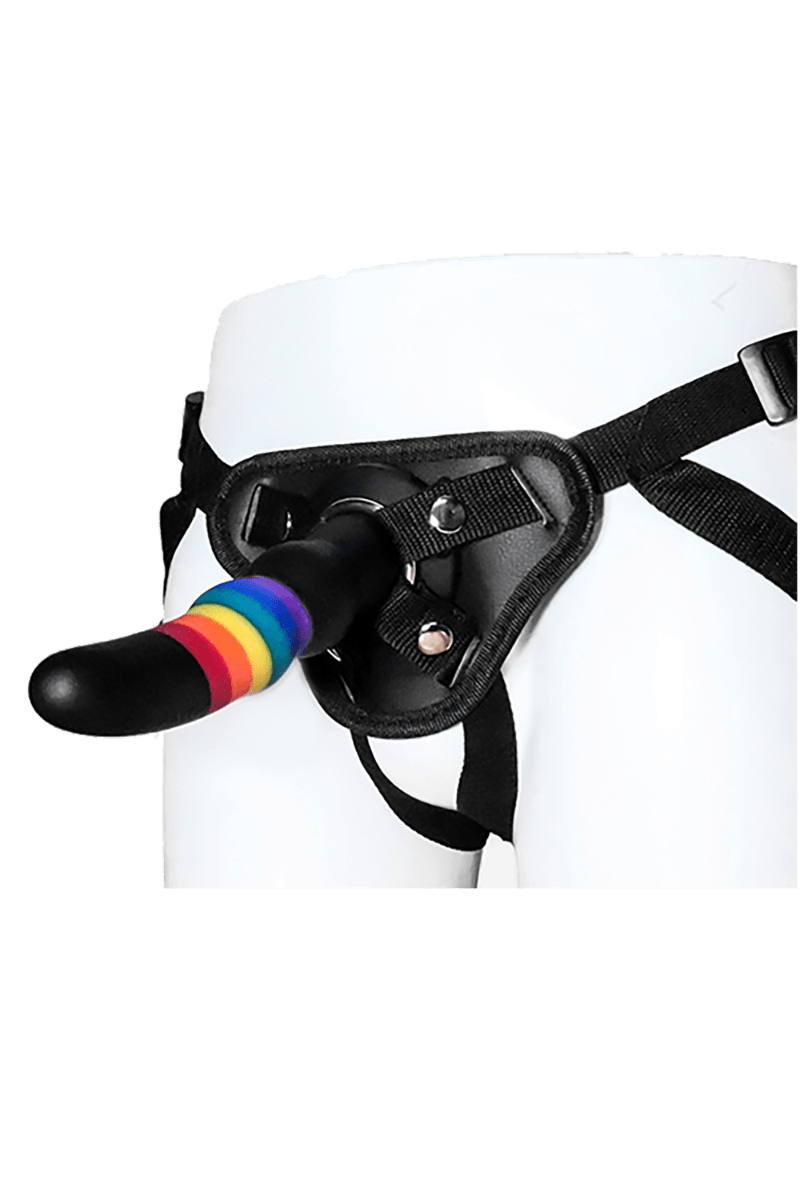 Dream Toys Colourful Love Harness With 18cm Solid Strap On Dildo - Loveangels