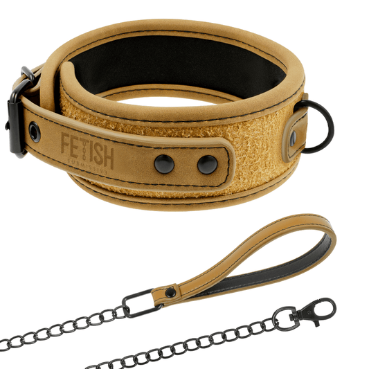 Fetish Submissive Origin Vegan Leather Collar With Leash - Loveangels