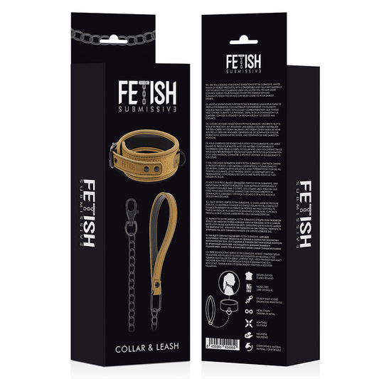 Fetish Submissive Origin Vegan Leather Collar With Leash - Loveangels