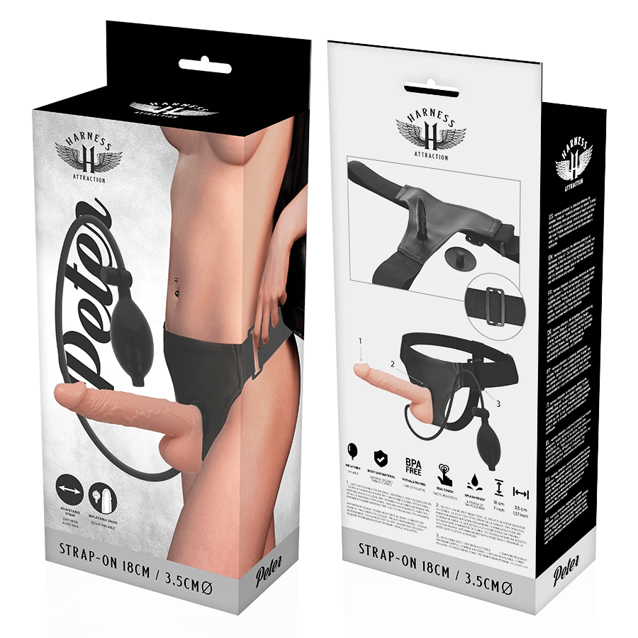 Harness Attraction Peter Inflatable 7 Inch Strap On - Loveangels