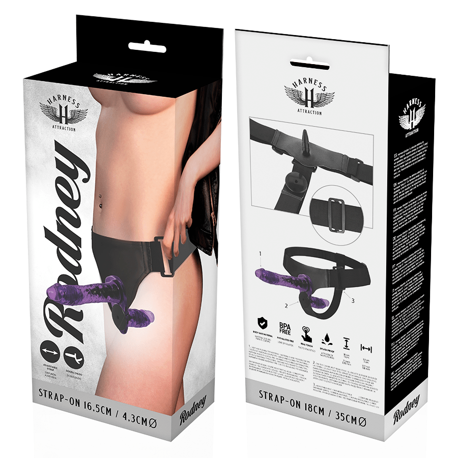 Harness Attraction Rodney Vibrating 7 Inch & 3 Inch Double Strap On - Loveangels