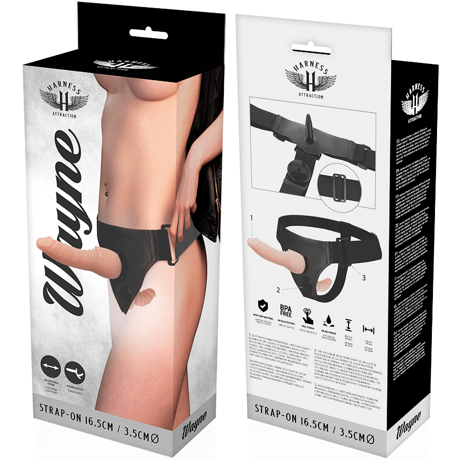 Harness Attraction Wayne 6.8 Inch & 3.2 Inch Double Strap On - Loveangels