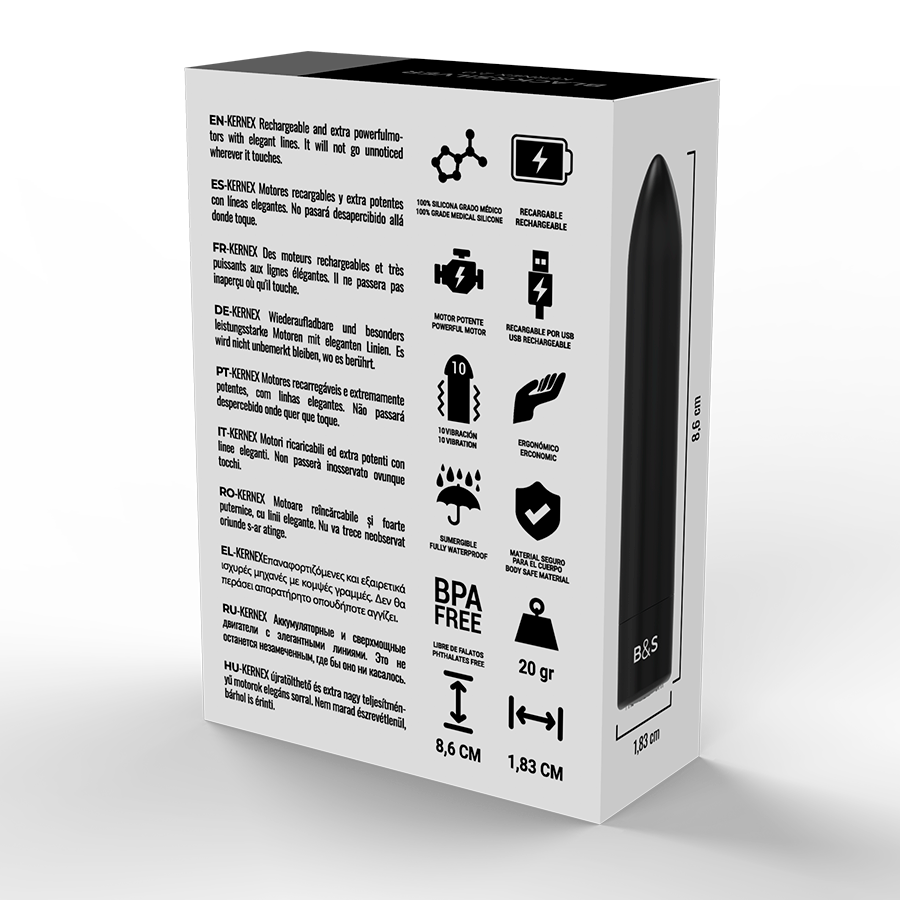 Black & Silver Rechargeable Vibrating Bullet