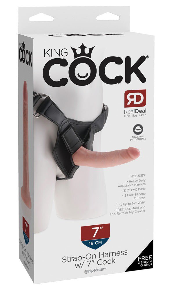 King Cock Strap On Harness 7 Inch Dildo - Loveangels