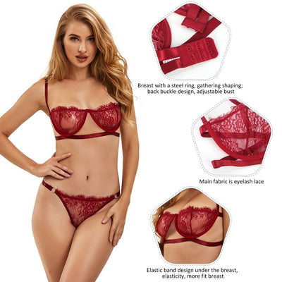 Loveangels High Quality Lace Bra Set With Steel Ring - Loveangels