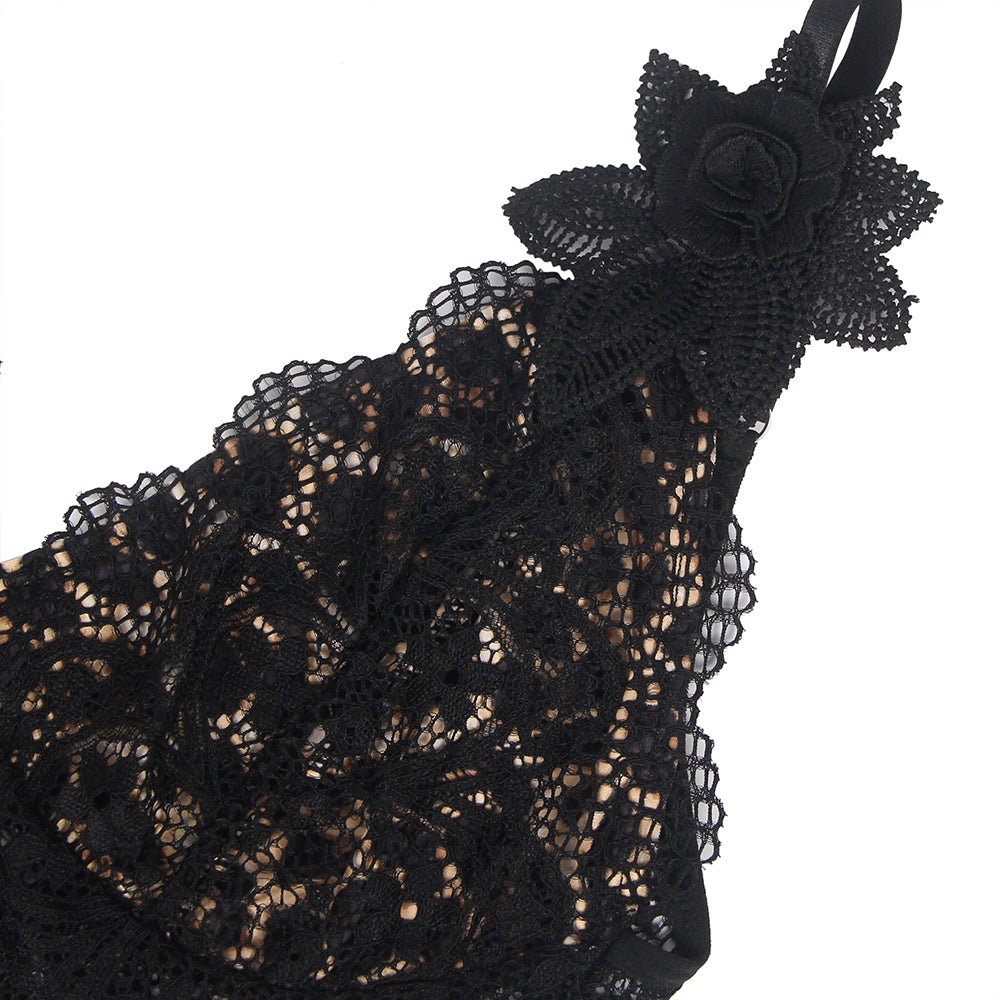 Loveangels V Neck Leopard Print Babydoll with Lace Bust - Loveangels
