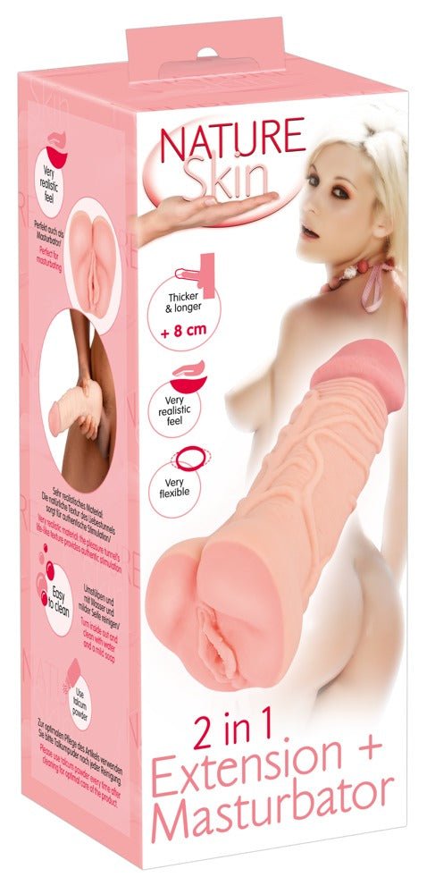 Nature Skin 2 In 1 Extension and Masturbator 22.1cm - Loveangels