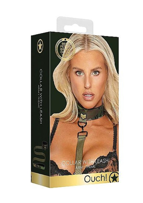 Ouch! Army Theme Collar with Leash - Loveangels