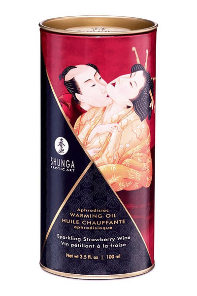 Shunga Aphrodisiac Warming Oil 100ml - Sparkling Strawberry Wine - Loveangels