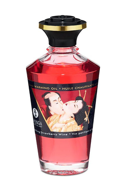 Shunga Aphrodisiac Warming Oil 100ml - Sparkling Strawberry Wine - Loveangels