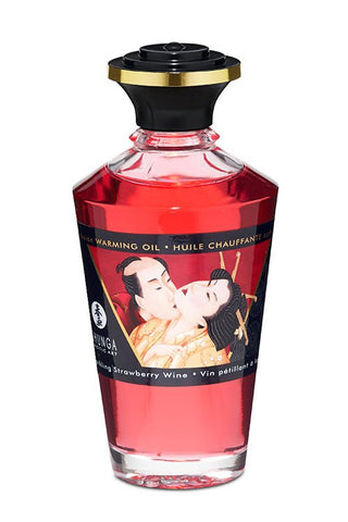 Shunga Aphrodisiac Warming Oil 100ml - Sparkling Strawberry Wine - Loveangels