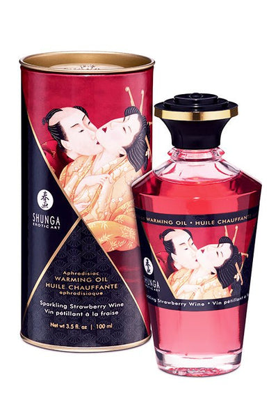 Shunga Aphrodisiac Warming Oil 100ml - Sparkling Strawberry Wine - Loveangels