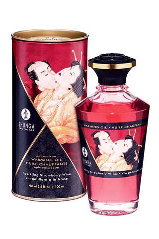Shunga Aphrodisiac Warming Oil 100ml - Sparkling Strawberry Wine - Loveangels