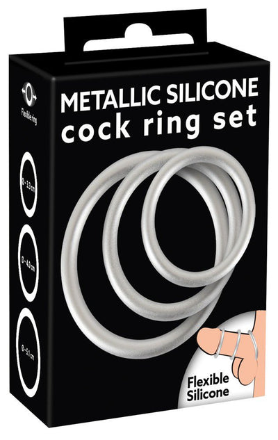 You2Toys Metallic Silicone Cock Ring 3pk - Loveangels